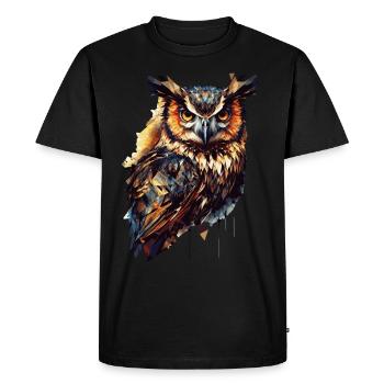 Géométrique Tête de hibou Oiseau polygonal abstrait - T-shirt Premium bio Homme - noir - Devant - Nico (187cm)