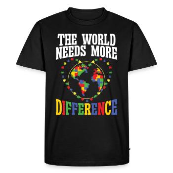 Autismus World Needs Difference Autism Awareness - Men's Premium Organic T-Shirt - black - Front - Nico (187cm)