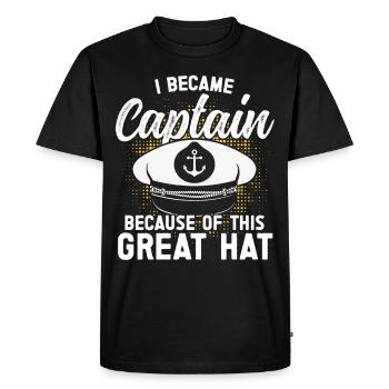 Captain Captain Because Of This has ship boat - Men's Premium Organic T-Shirt - black - Front - Nico (187cm)