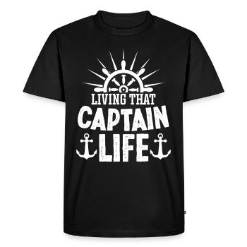 Captain Living That Captain Life Ship Boat - Men's Premium Organic T-Shirt - black - Front - Nico (187cm)
