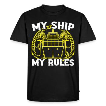 Capitaine Mon navire Mes règles Bateau Bateau Voile - T-shirt Premium bio Homme - noir - Devant - Nico (187cm)
