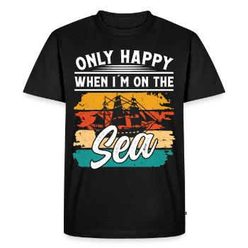 Le capitaine n’est heureux que lorsque je suis sur le bateau de navire - T-shirt Premium bio Homme - noir - Devant - Nico (187cm)