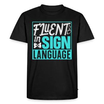 Maîtrise de la langue des signes Signes de sensibilisation - T-shirt Premium bio Homme - noir - Devant - Nico (187cm)