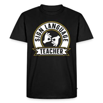 Gestes de sensibilisation des enseignants de langue des signes - T-shirt Premium bio Homme - noir - Devant - Nico (187cm)