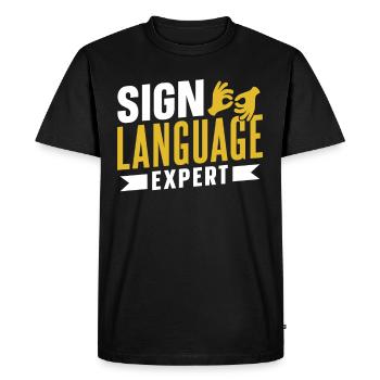 Sign Language Expert Sign Gesture Awareness - Men's Premium Organic T-Shirt - black - Front - Nico (187cm)