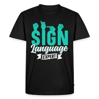 Sign Language Expert Gesture Sign Awareness - Men's Premium Organic T-Shirt - black - Front - Nico (187cm)