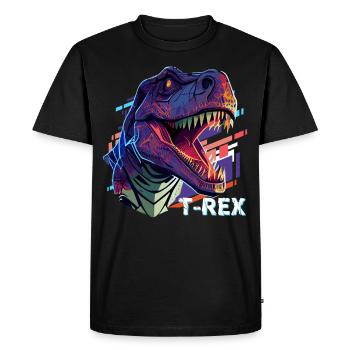 Colorful Roaring Tyrannosaurus Rex T-Rex Head Dino - Men's Premium Organic T-Shirt - black - Front - Nico (187cm)