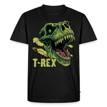 T-Rex Dinosaure Tyrannosaurus Rex Roaring Dino Head - T-shirt Premium bio Homme - noir - Devant - Nico (187cm)