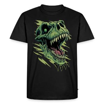 T-Rex Dinosaure Tyrannosaurus Rex Roaring Dino Head - T-shirt Premium bio Homme - noir - Devant - Nico (187cm)