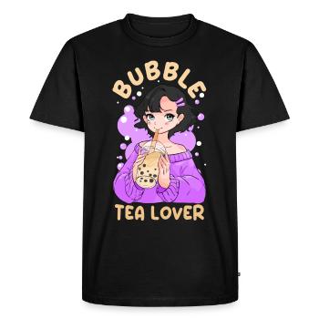 Bubble Tea Lover Cute Anime Girl Boba Milk - Men's Premium Organic T-Shirt - black - Front - Nico (187cm)