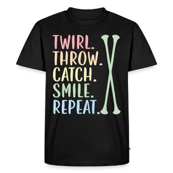 Tourbillon. Jeter. Catch. Sourire. Réessayez. Supplié - T-shirt Premium bio Homme - noir - Devant - Nico (187cm)