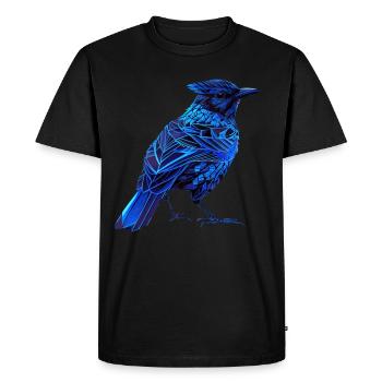 Géométrique Bleu Geai Oiseau Coloré Abstrait Oiseau Lov - T-shirt Premium bio Homme - noir - Devant - Nico (187cm)