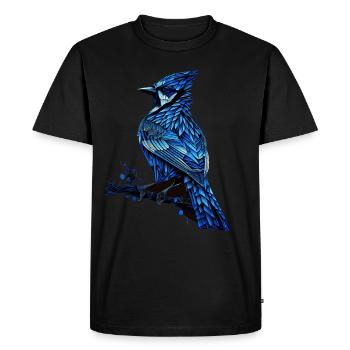 Géométrique Bleu Geai Oiseau Coloré Abstrait Oiseau Wat - T-shirt Premium bio Homme - noir - Devant - Nico (187cm)