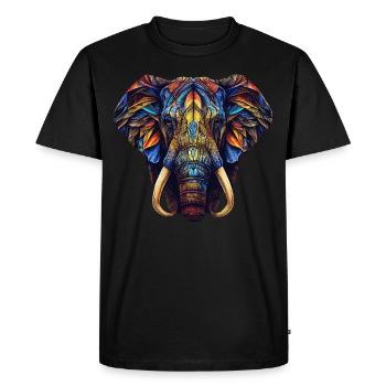 Geometric Elephant Colorful Abstract Rainbow - Men's Premium Organic T-Shirt - black - Front - Nico (187cm)