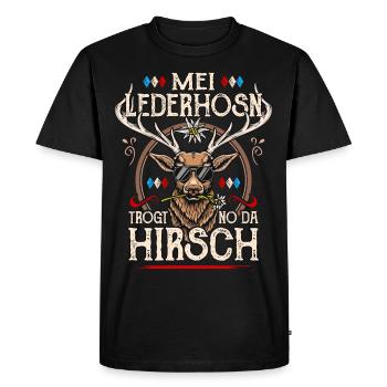 Trachtenshirt Herren Trachten T-Shirt Lederhose - Männer Premium Bio T-Shirt - Schwarz - Vorne - Nico (187cm)