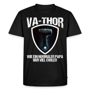 Papa Vathor Va Thor Fête des pères Fête des pères Cadeau de fête des pères - T-shirt Premium bio Homme - noir - Devant - Nico (187cm)