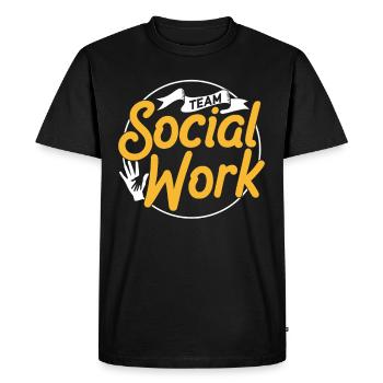 Équipe de travail social Travailleur social Travail social - T-shirt Premium bio Homme - noir - Devant - Nico (187cm)