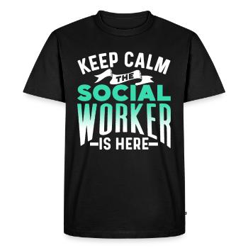 Restez calme le travailleur social est là Formation - T-shirt Premium bio Homme - noir - Devant - Nico (187cm)