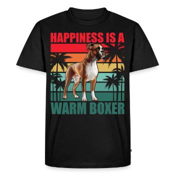 Le bonheur est un boxeur chaleureux - T-shirt Premium bio Homme - noir - Devant - Nico (187cm)