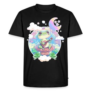 Cottagecore Grenouille Banjo Mignon Pastel Academia Aesthe - T-shirt Premium bio Homme - noir - Devant - Nico (187cm)