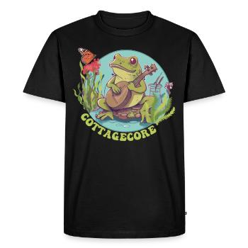 Cottagecore Esthétique Grenouille Banjo Papillon Fairyco - T-shirt Premium bio Homme - noir - Devant - Nico (187cm)