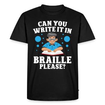 Blindness Can You Write In Braille Blind People - Men's Premium Organic T-Shirt - black - Front - Nico (187cm)