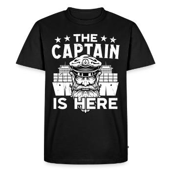 Captain The Captain is Here Ship Boat Sailing - Men's Premium Organic T-Shirt - black - Front - Nico (187cm)