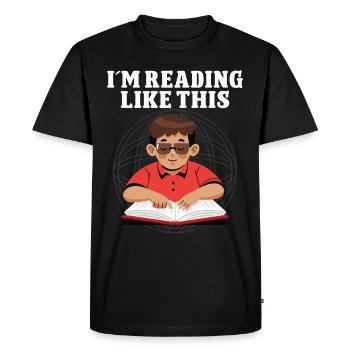 Blindness in Reading Like This Blindness Awareness - Men's Premium Organic T-Shirt - black - Front - Nico (187cm)