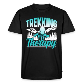 Le trekking est ma thérapie Randonneurs Randonnée - T-shirt Premium bio Homme - noir - Devant - Nico (187cm)