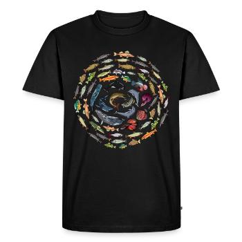 Collecteur de poissons en apnée - T-shirt Premium bio Homme - noir - Devant - Nico (187cm)