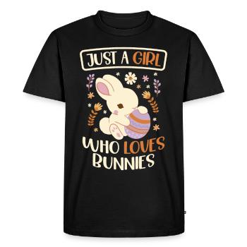 Une fille qui aime les lapins, - T-shirt Premium bio Homme - noir - Devant - Nico (187cm)
