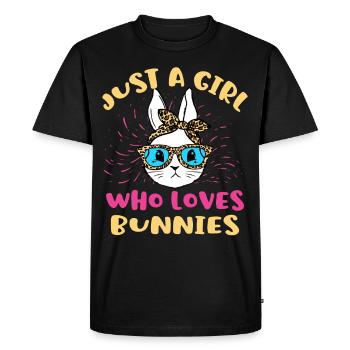 Une fille qui aime les lapins Amoureux des lapins - T-shirt Premium bio Homme - noir - Devant - Nico (187cm)