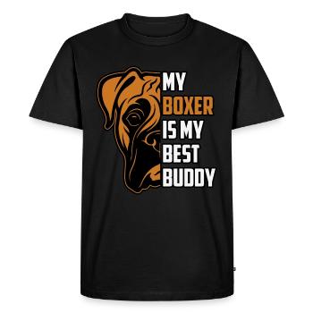 My boxer is my best buddy - Men's Premium Organic T-Shirt - black - Front - Nico (187cm)