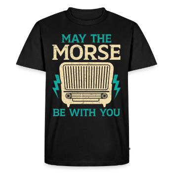Que l’alphabet Morse soit avec vous Radioamateur Ha - T-shirt Premium bio Homme - noir - Devant - Nico (187cm)