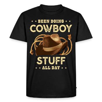 I've been doing cowboy stuff all day bull - Men's Premium Organic T-Shirt - black - Front - Nico (187cm)