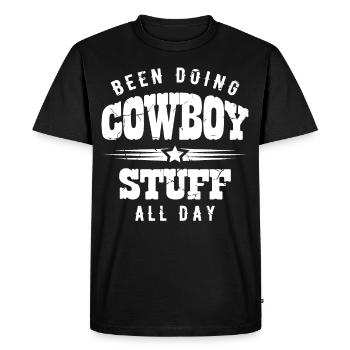 I've been doing cowboy stuff all day bull - Men's Premium Organic T-Shirt - black - Front - Nico (187cm)