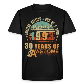 Born 1993 - 30 years old - Men's Premium Organic T-Shirt - black - Front - Nico (187cm)