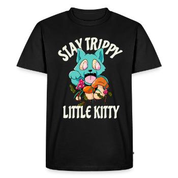 Chaton acide drôle Hippie Cat Psychédélique - T-shirt Premium bio Homme - noir - Devant - Nico (187cm)