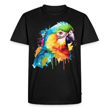 Watercolor Red Macaw Parrot Colorful Bird Lovers - Men's Premium Organic T-Shirt - black - Front - Nico (187cm)