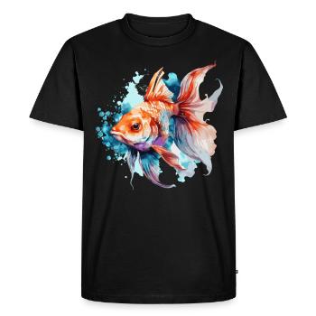 Aquarelle Poisson Rouge Poisson d’Aquarium Coloré - T-shirt Premium bio Homme - noir - Devant - Nico (187cm)