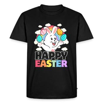 Happy Easter - White Rabbit Easter Eggs - Men's Premium Organic T-Shirt - black - Front - Nico (187cm)