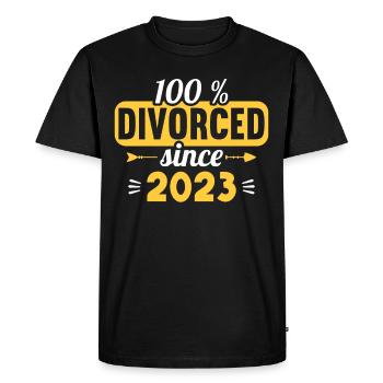 100% divorced since 2023 divorce - Men's Premium Organic T-Shirt - black - Front - Nico (187cm)
