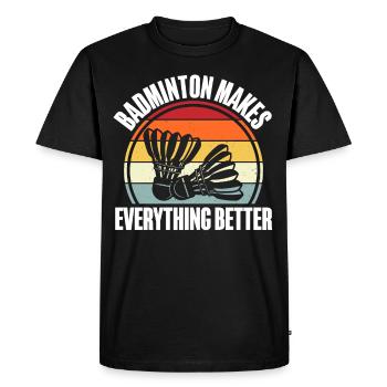Badminton - Men's Premium Organic T-Shirt - black - Front - Nico (187cm)