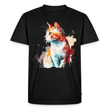Aquarelle Chat Européen à poil court Chat coloré Lov - T-shirt Premium bio Homme - noir - Devant - Nico (187cm)