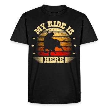 My Ride Is Here Bull Rider Bull Riding Rodeo - Men's Premium Organic T-Shirt - black - Front - Nico (187cm)