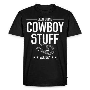 J’ai fait des trucs de cow-boy toute la journée taureau - T-shirt Premium bio Homme - noir - Devant - Nico (187cm)