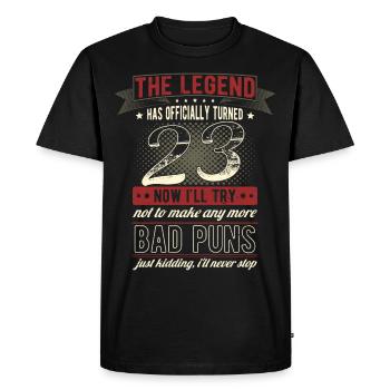 La légende officiellement 23 ans 23ème anniversaire - T-shirt Premium bio Homme - noir - Devant - Nico (187cm)