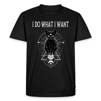 Propre volonté Occulte Chat Amant Satan Goth - T-shirt Premium bio Homme - noir - Devant - Nico (187cm)