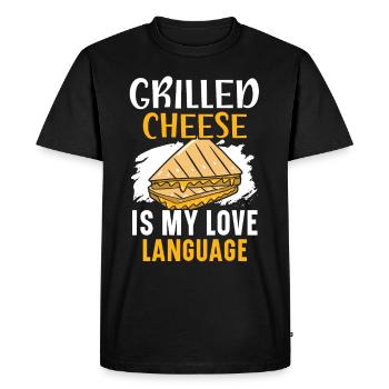 Le fromage grillé est ma langue d’amour Foodie Che - T-shirt Premium bio Homme - noir - Devant - Nico (187cm)