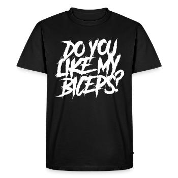 Aimez-vous mes biceps boucles dictons muscles - T-shirt Premium bio Homme - noir - Devant - Nico (187cm)